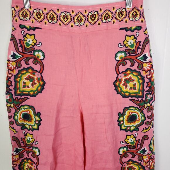 Boden Pants Womens L Wide Leg Colorful Boho Hippie Feminine 70s Pull On Pink - Picture 3 of 10